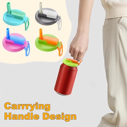 SHAYDX Soda Can Lids – 4 Pack Snap-On Reusable Can Covers with 4 Small & 4 Large Straws, Spill-Resistant Caps for Soda & Beer Pop Cans, Outdoor, Travel & Events, Keeps Drinks Clean - Image 5