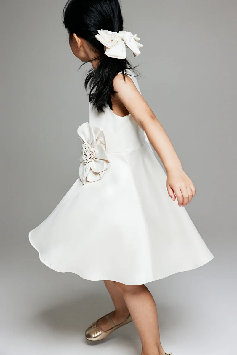 H&M Appliquéd satin dress