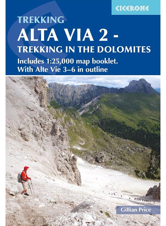 Alta Via 2 - Trekking in the Dolomites: Includes 1:25,000 map booklet. With Alta Vie 3-6 in outline - Image 1