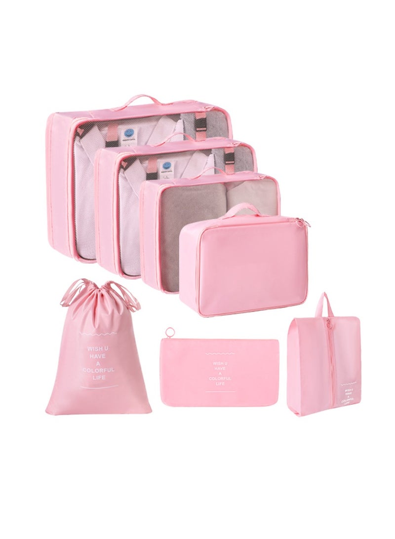 rayze Packing Cubes, 7 Set Travel Storage Bags for Clothes, Lightweight Luggage Travel Packing Organizers for Clothing Sorting, Travel Accessories (Pink) - Image 1