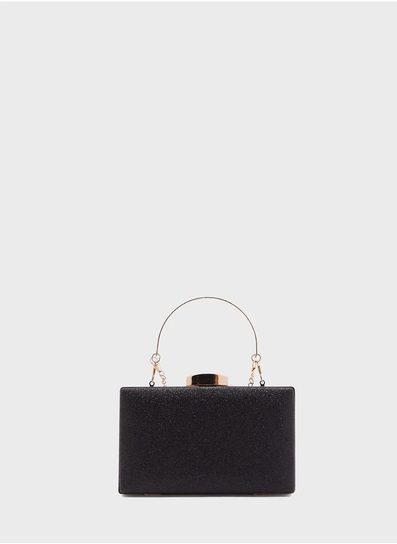 خزانة Floral Motif Embellished Box Clutch Bag