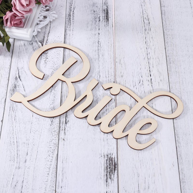 4 pcs Bride Groom Wedding Chair Signs Chair Back Signs for Bride and Groom Wedding Chairs Hanging - Image 1