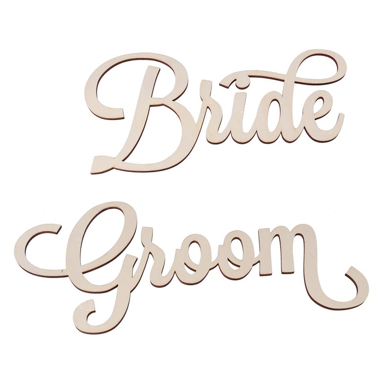 4 pcs Bride Groom Wedding Chair Signs Chair Back Signs for Bride and Groom Wedding Chairs Hanging - Image 2