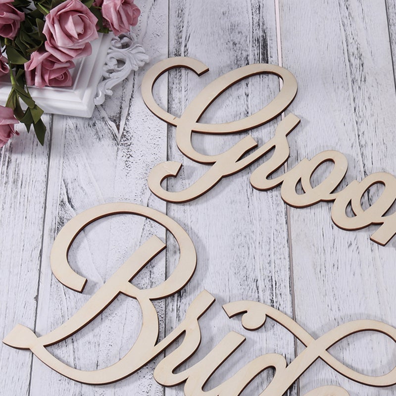 4 pcs Bride Groom Wedding Chair Signs Chair Back Signs for Bride and Groom Wedding Chairs Hanging - Image 3