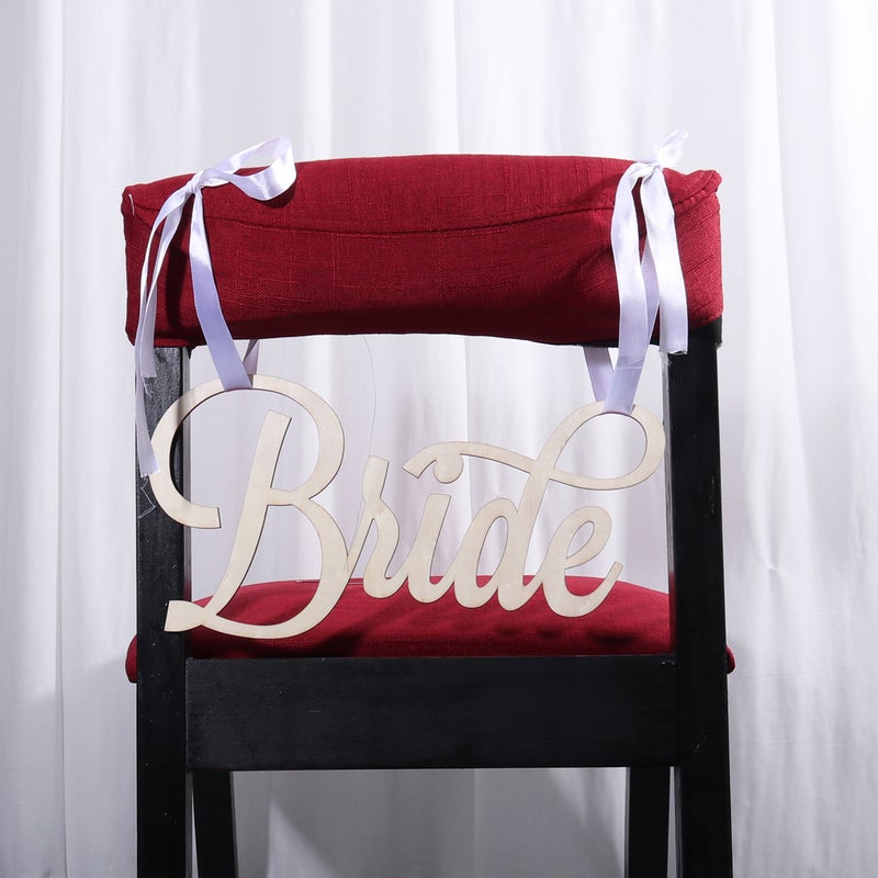 4 pcs Bride Groom Wedding Chair Signs Chair Back Signs for Bride and Groom Wedding Chairs Hanging - Image 4