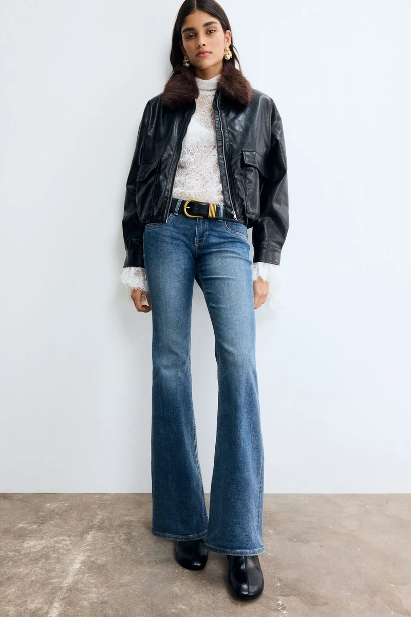 اتش اند ام جينز بقصة حافة واسعة وخصر منخفض