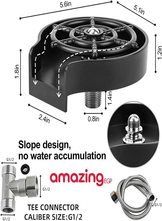 Automatic Cup Rinser with Stainless Steel Attachments, Quick Cup Washer for Kitchen Sink, Next to Kitchen Sink, Automatic Cleaning Tool, Quick Rinse  - Image 4