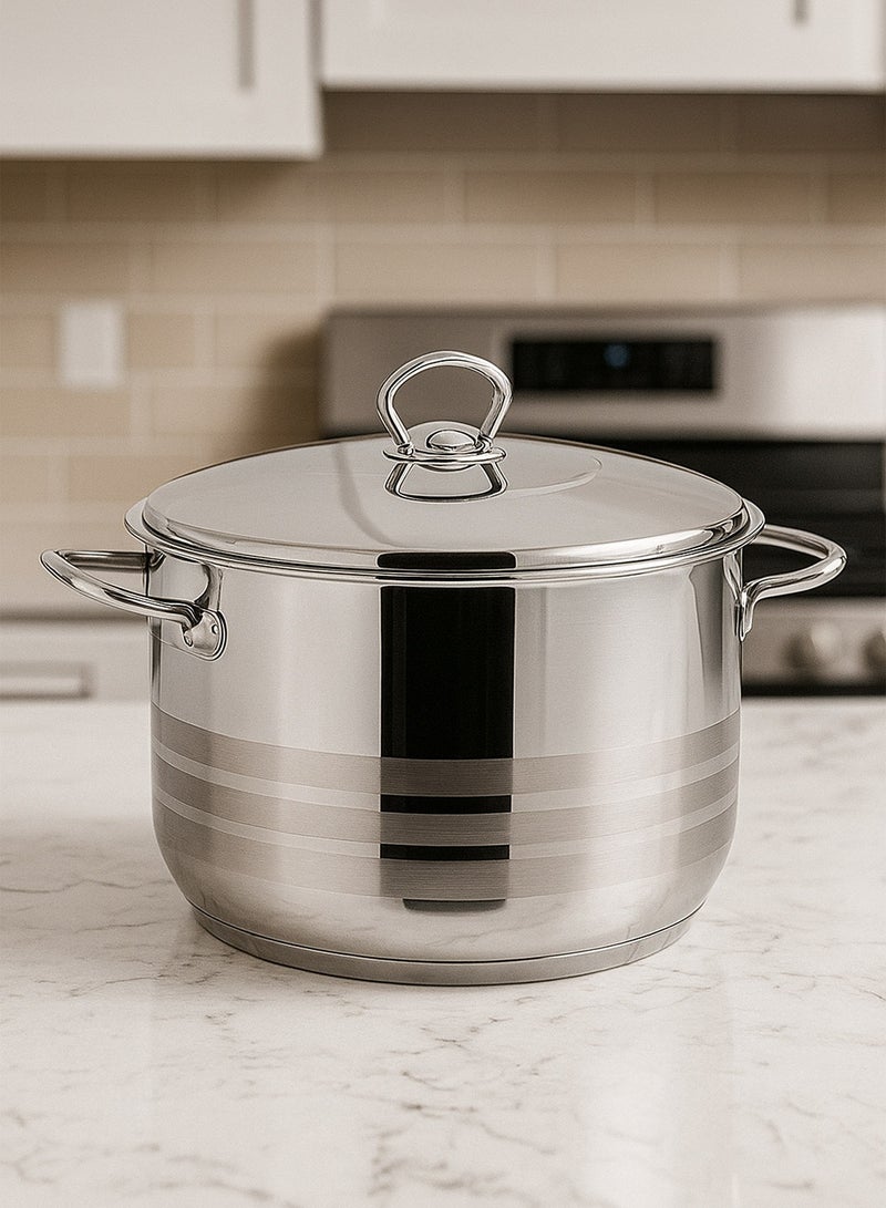 سحابة قدر استيل تركي 18/10 بغطاء محكم وتصميم عصري مقاس 24سم، ستانلس ستيل عالي الجودة مقاوم للصدأ ومناسب لجميع المواقد