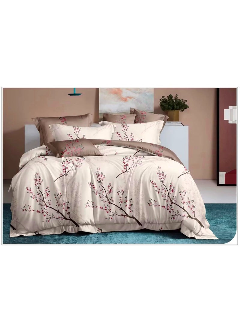 6-Piece Comforter Set – Soft, Comfortable  King size 1-PC fitted bedsheet 200 * 200cm,1-PCS Comforter 220 * 240 fixed, 4PCS Super Soft Pillowcases