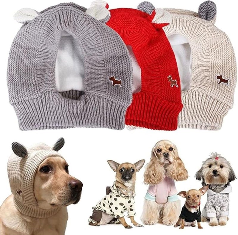 Infispace Super Warm Pet Woolen Cap| Pet Hoodie Head Cover, Warm Cotton Pet Hat Headgear Pets| Soothing Ear Protector for Calming/Aid Sleep/Protection Against Cold (Beige) - Image 1