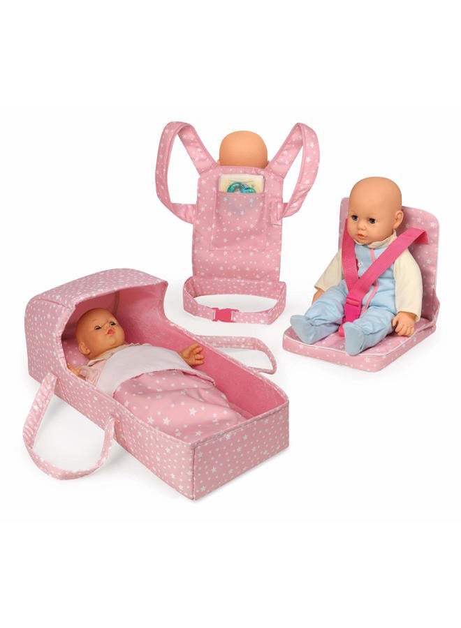 Badger Basket First Class 5-Piece Doll Travel Set for 18-Inch Dolls – Includes Travel Bed, Carrier, Reversible Blanket, and Accessories in Pink Stars Design - Image 5
