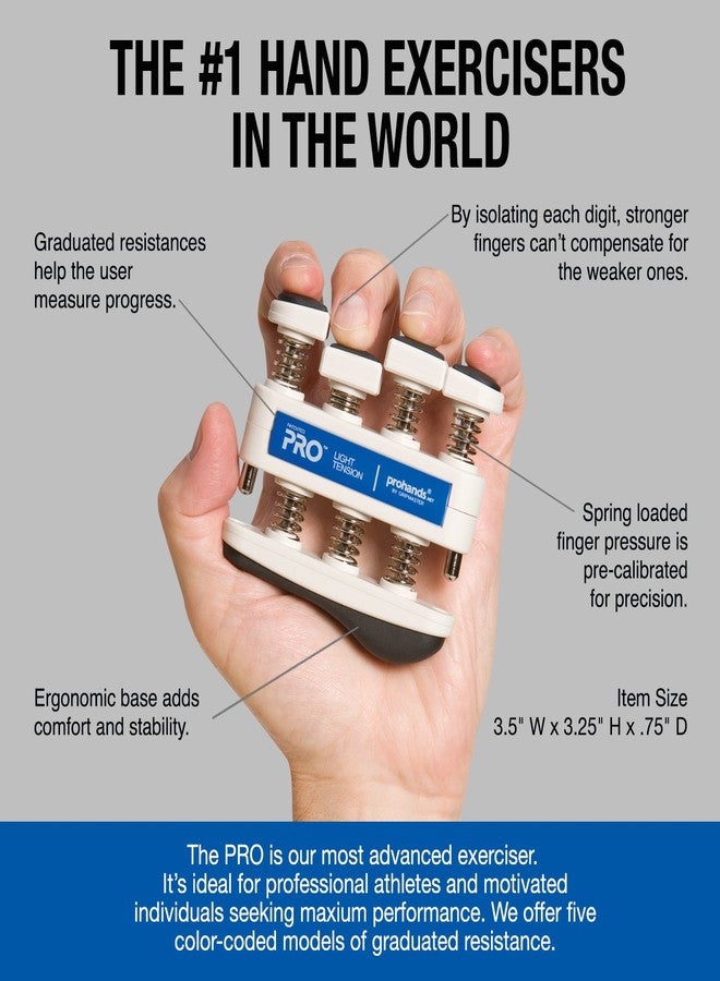 PROHANDS PRO Hand Exerciser, Finger Exerciser (Hand Grip Strengthener), Spring-Loaded, Finger-Piston System, Isolate and Exercise Each Finger, (5 lb Light Tension, Blue-Pro) - Image 4