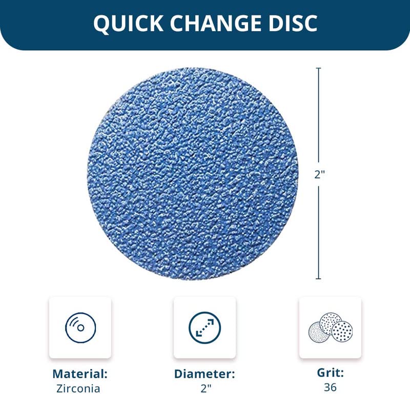 Benchmark Abrasives 2 Inch Sanding Discs Quick Change Zirconia - Male R Type Backing Drill & Die Grinder Sanding Disc for Deburring Polishing Rust Remover for Metal Paint Stripper (25 Pack), 36 Grit - Image 5