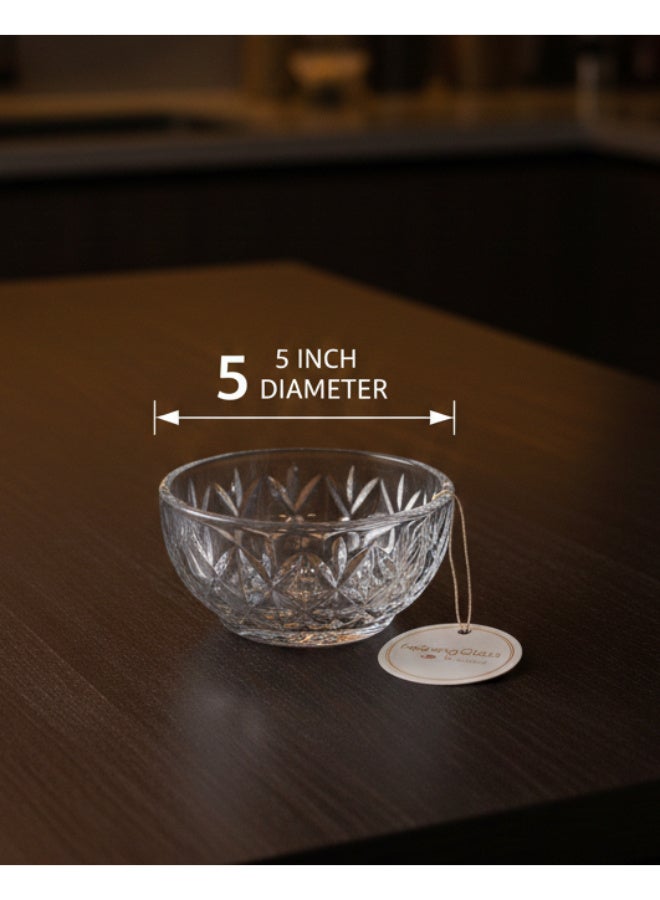 صقوير عبوة من 6 قطع من أوعية السلطة الزجاجية المستديرة مقاس 5 بوصات، أوعية جيلي، وعاء سلطة كريستالي سعة 10 أونصات، أوعية زجاجية للآيس كريم، أوعية حلويات، أوعية حلوى، وعاء تقديم للفواكه والحلوى والوجبات الخفيفة، آمنة للاستخدام في غسالة الصحون والفريزر - Image 2