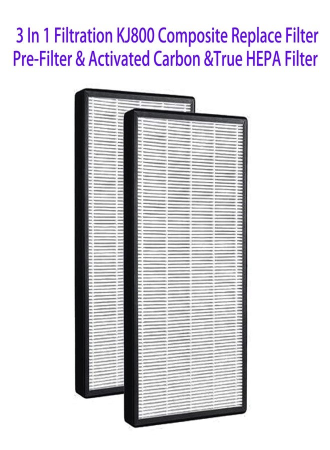 HOMFILBIT 2 Pack Replacement Filters Fit for COLZER KJ800, 3-In-1 Composite Filters (Pre-filter, Activated Carbon, True HEPA) - Image 3