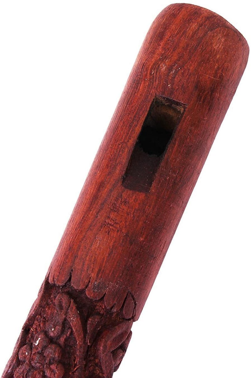 LEGLO Mouth Woodwind Flute Wooden Traditional Hand Carved, Great Sound Indian Musical Instrument Brown Color 13 Inch - Image 2