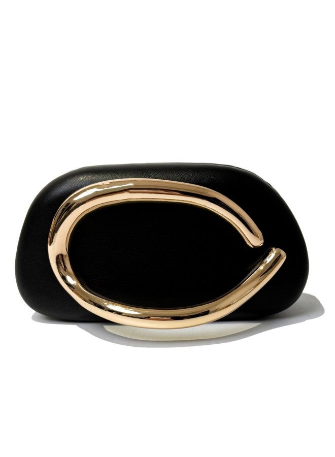 European And American Classic Round Box Hand-held Evening Bag Mini Small Bag Retro Metal Handlebar Chain Shoulder Crossbody Bag-Colour:Red Wine - Image 3