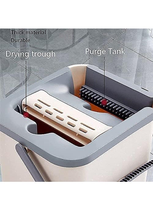 Krishn Kunj KRISHN KUNJ Plastic Mop Heavy QualityFloor Cleaning Mop with BucketFlexible KitchenHands Free Microfiber Squeeze pocha FlatSpin Mop 360 Flexible Head with 2 Reusable Microfiber Pads White  - Image 5
