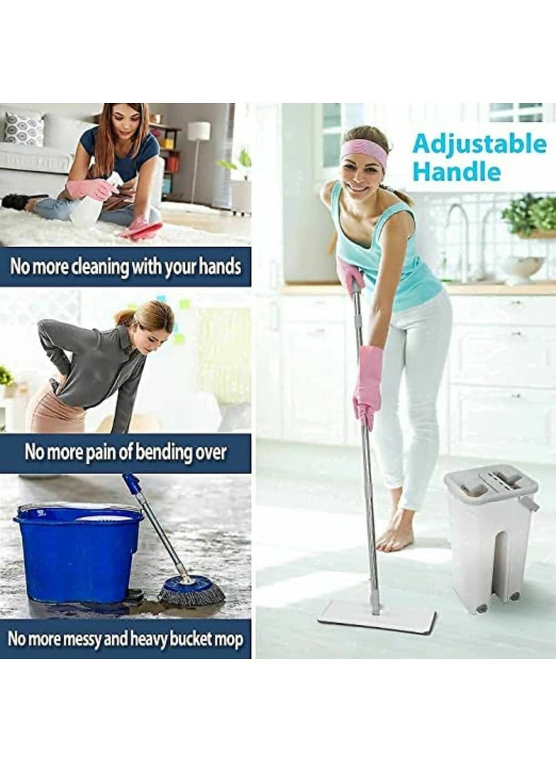 Krishn Kunj KRISHN KUNJ Plastic Mop Heavy QualityFloor Cleaning Mop with BucketFlexible KitchenHands Free Microfiber Squeeze pocha FlatSpin Mop 360 Flexible Head with 2 Reusable Microfiber Pads White  - Image 2