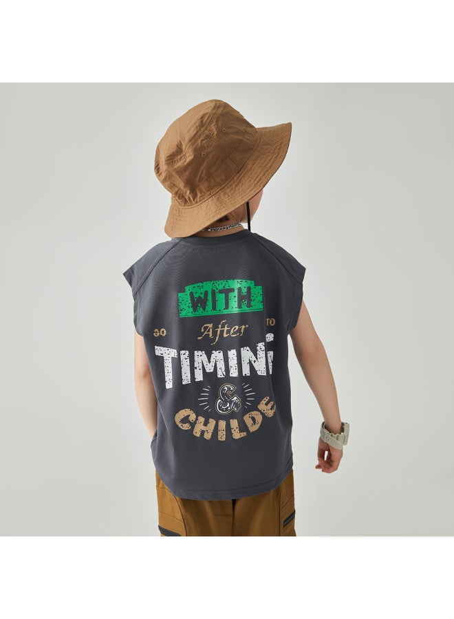 Soft And Comfortable, Cool And Non-sticky】boys' Sleeveless Vests 2025 Summer Children's Sleepless Printed T-shirts - Image 5