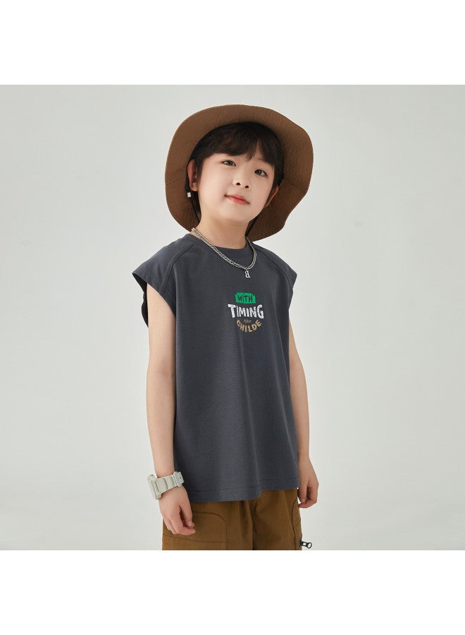 Soft And Comfortable, Cool And Non-sticky】boys' Sleeveless Vests 2025 Summer Children's Sleepless Printed T-shirts - Image 4