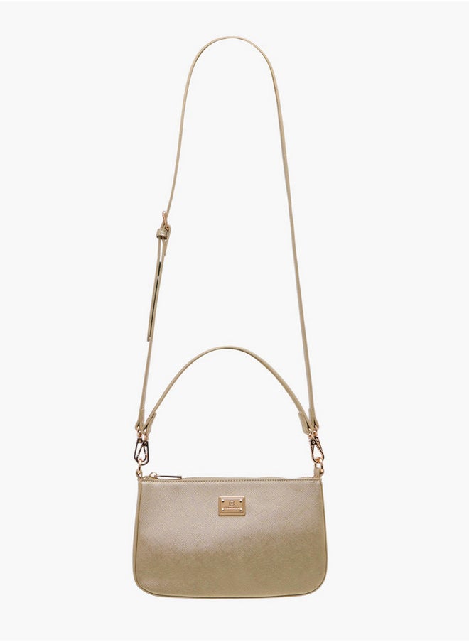 Flora Bella By Shoexpress Textured Shoulder Bag with Detachable Strap and Zip Closure  - Image 2