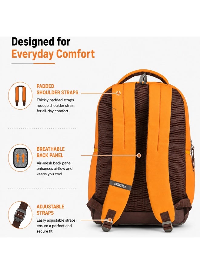 AMERICAN TOURISTER Mate 2.0 Backpack, 31L Capacity, Polyester, Mustard Yellow|Antimicrobial Lining|Rain Cover|Ergo Back & Shoulder|Bottle Holder|15.6" Laptop Compartment - 1 Year International Warranty - Image 3
