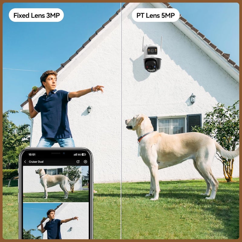 Imou 5K Outdoor Camera Wireless Outdoor Cameras, Dual-Lens Cam Outdoor Monitor, Camera for Home, Security Cameras Outdoor, Wireless Camera, 3MP Fixed Lens& 5MP PT, Cruiser Dual 8MP, Works with Alexa - Image 5
