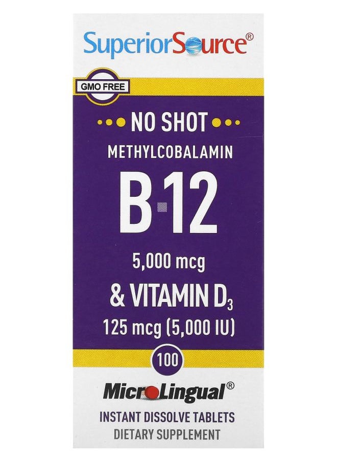 Superior Source Methylcobalamin B-12 & Vitamin D3 100 MicroLingual Instant Dissolve Tablets 