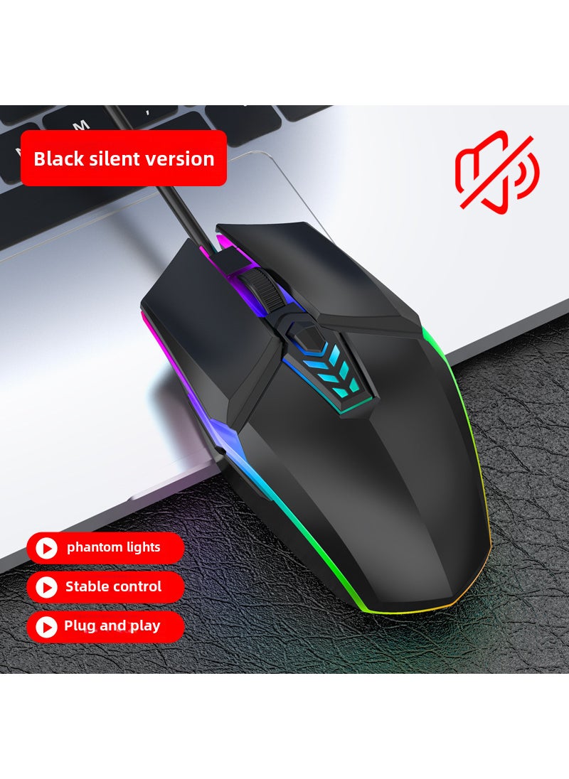 Ergonomic Wired Gaming Mouse with Backlight and Adjustable DPIMute Edition-Black Mute Edition-Black 