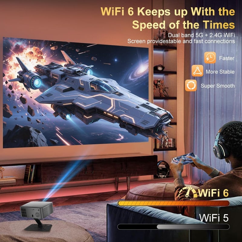 Salange P60Pro Smart Mini Projector Native 1080P,Android 14 & Built-in Apps - Image 5