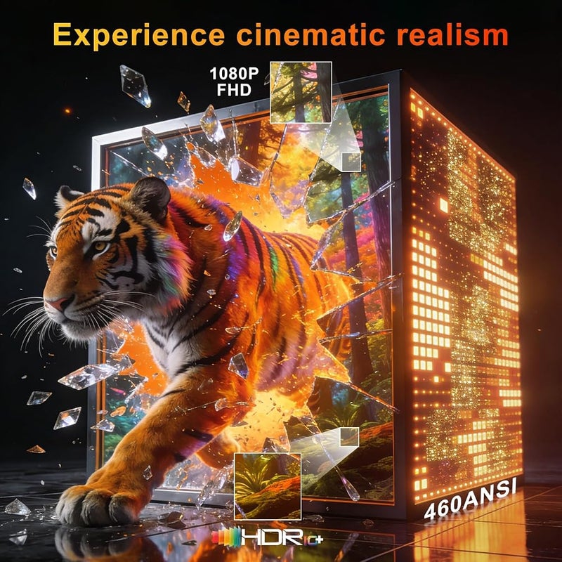 Salange P60Pro Smart Mini Projector Native 1080P,Android 14 & Built-in Apps - Image 3