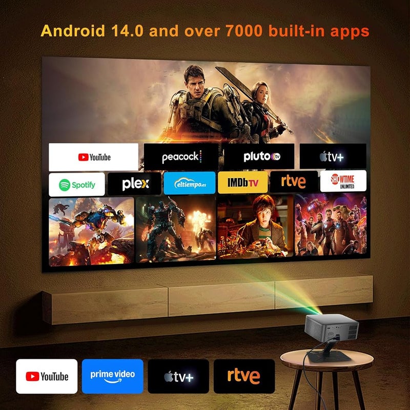 Salange P60Pro Smart Mini Projector Native 1080P,Android 14 & Built-in Apps - Image 4