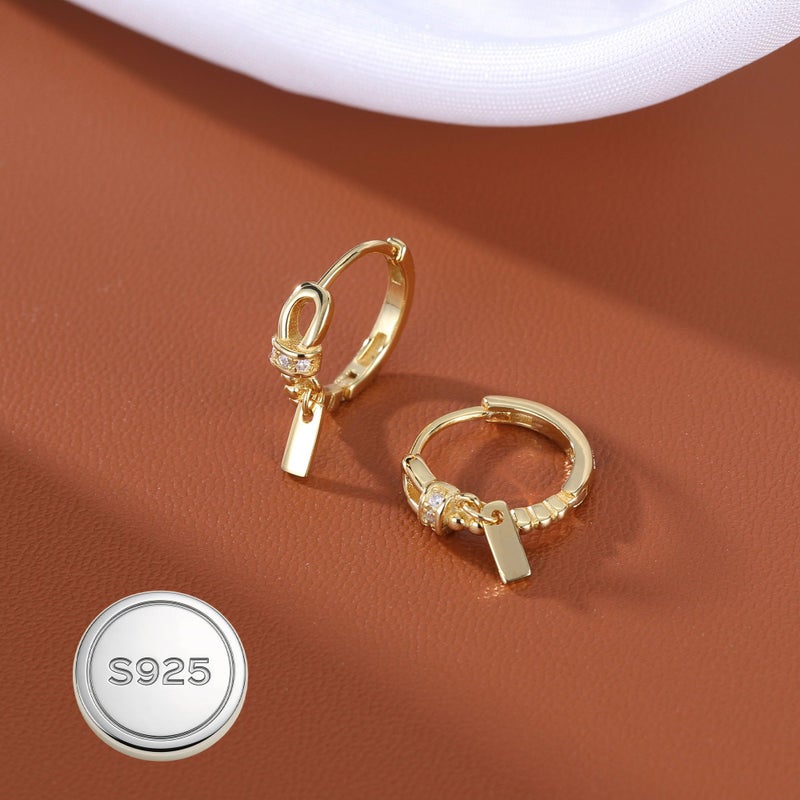 Reffeer Solid 925 Sterling Silver Minimalist Hoop Earrings for Women Teen Girls CZ Hoop Earrings Cartilage Helix Hoop Earrings Huggie (B-18K Gold) - Image 4