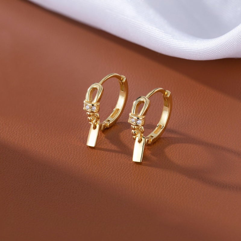 Reffeer Solid 925 Sterling Silver Minimalist Hoop Earrings for Women Teen Girls CZ Hoop Earrings Cartilage Helix Hoop Earrings Huggie (B-18K Gold) - Image 3