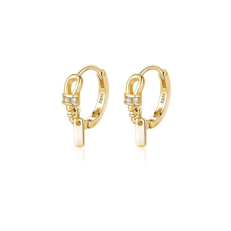 Reffeer Solid 925 Sterling Silver Minimalist Hoop Earrings for Women Teen Girls CZ Hoop Earrings Cartilage Helix Hoop Earrings Huggie (B-18K Gold) - Image 1