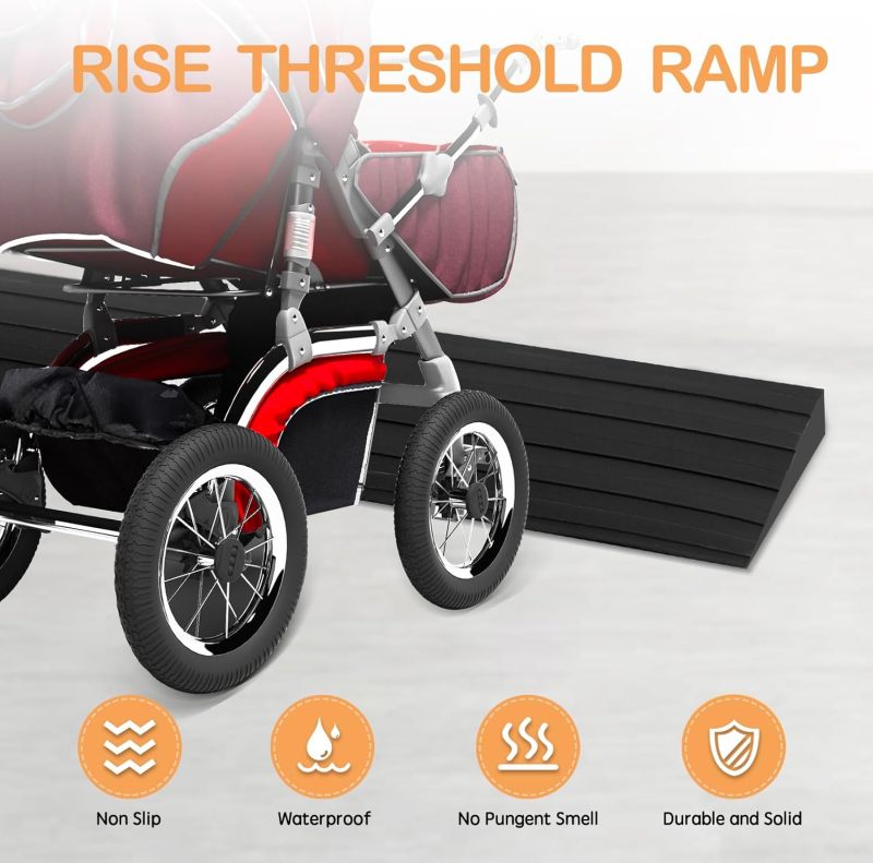 Self-adhesive rubber threshold ramp (black, 3 inches wide by 3.3 feet long), suitable for wheelchairs, strollers, scooters - Image 3