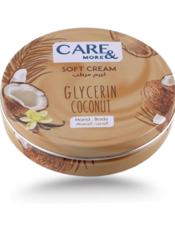 كريم كير آند مور الناعم لليدين والجسم بخلاصة الجلسرين وجوز الهند - 75 مل