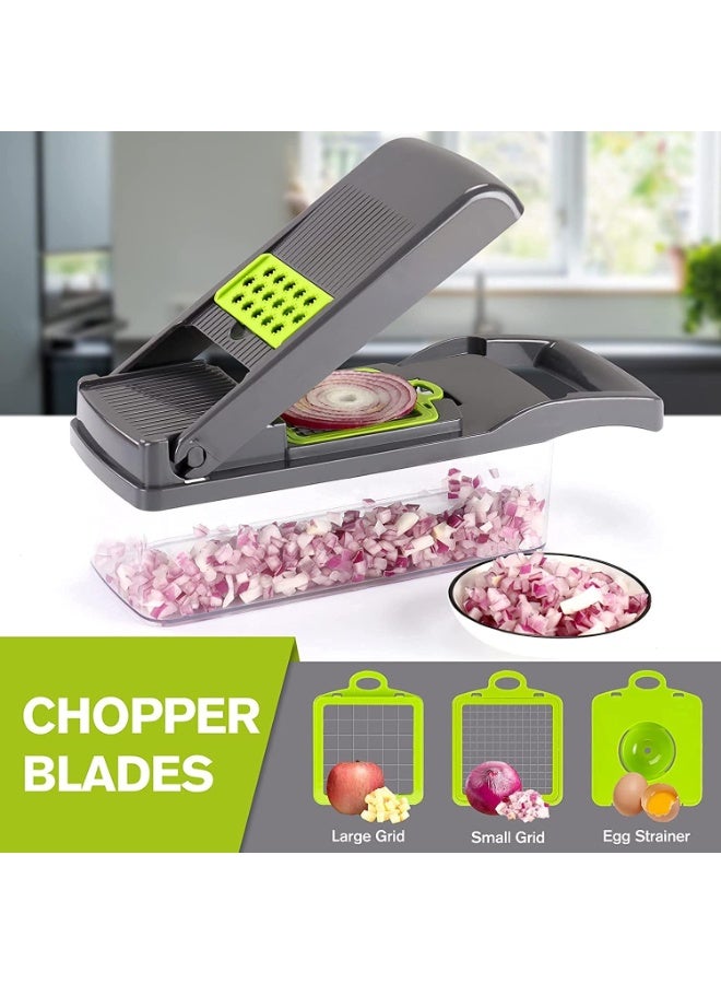 Womdee Vegetable Chopper Slicer Dicer - 12 -in -1 Onion Chopper Fruits Cutter Mandoline Slicer Food Chopper/Cutter with 7 Stainless Steel Blades, Adjustable Slicer & Dicer with Storage Container - Image 2