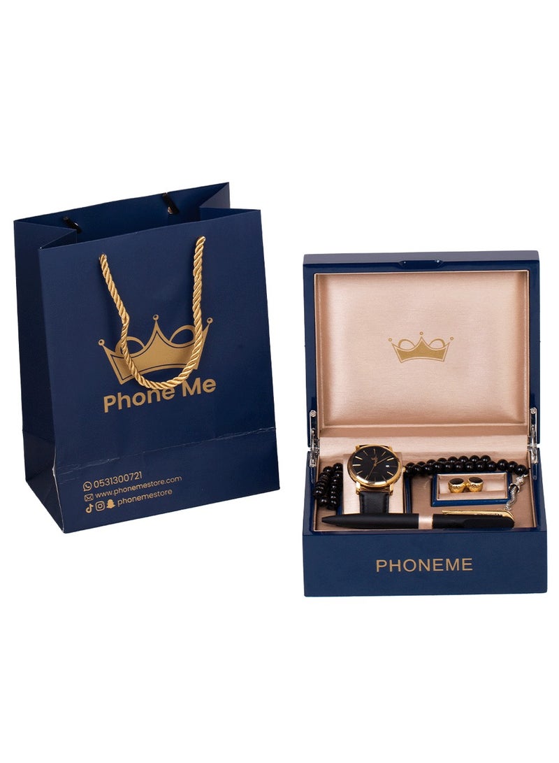 فونيم طقم فونيم جلد ذهبي اسود رويال - Image 3