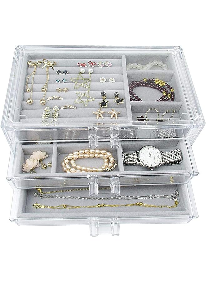 IAF Clear Lid Earrings Organizer Holder Velvet Jewelry Tray Display Showcase Storage 32 Pairs Earring Box Case Lockable Earrings Box - Image 1