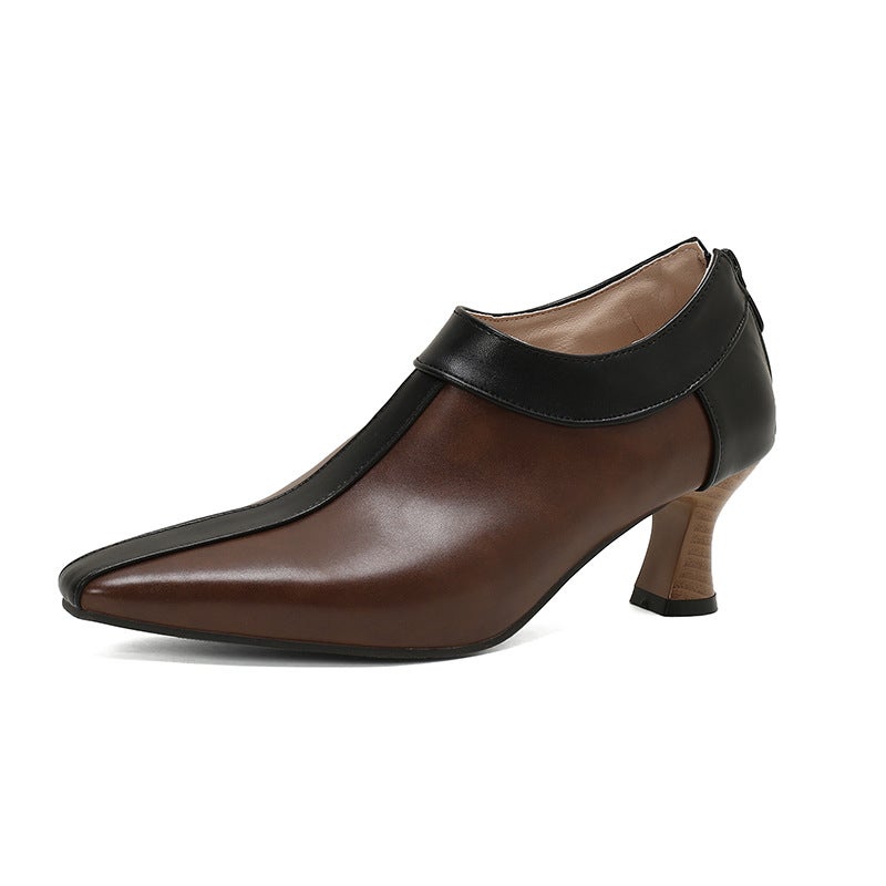 Model 2024 Spring Mid-Heel Color-Matching Pointed 32-50 Super Plus Size Back Zipper Women'S Shoes - Image 1