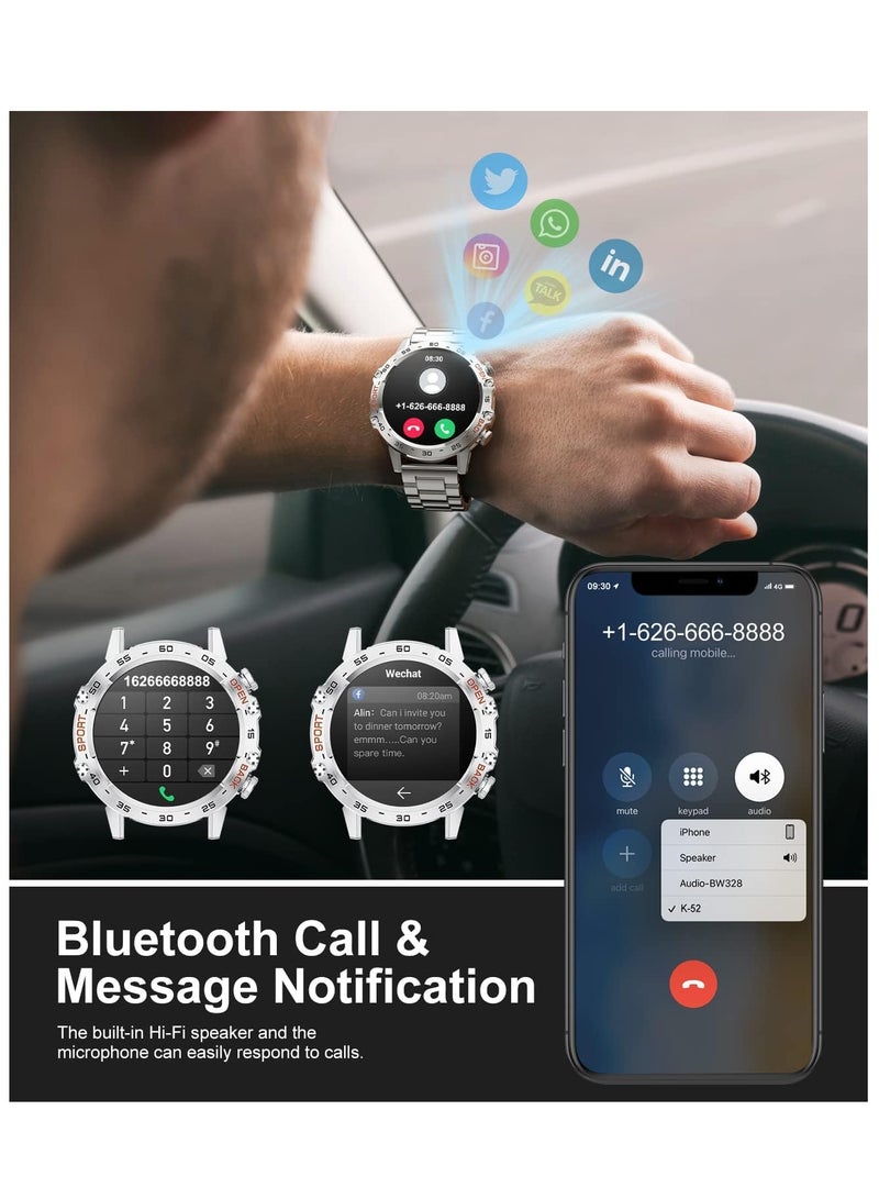 ساعة ذكية للرجال (الرد على المكالمات/الاتصال بها)، شاشة لمس عالية الدقة 1.39 بوصة، ساعة لياقة بدنية مقاومة للماء حتى 5ATM، 100 وضع رياضي، مع ضغط الدم/معدل ضربات القلب/SpO2 لنظامي Android/iOS ساعة ذك - Image 3