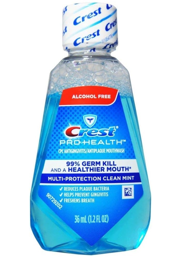 Crest Pro-Health Alcohol-Free Mouthwash, Multi-Protection Clean Mint, 1.2 oz (Pack of 12)