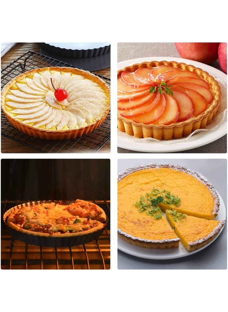 Tart Pan 10 Inch Removable Bottom Non Stick  Mini Tart Pans Removable Loose Bottom Round Pie Pan - Image 2
