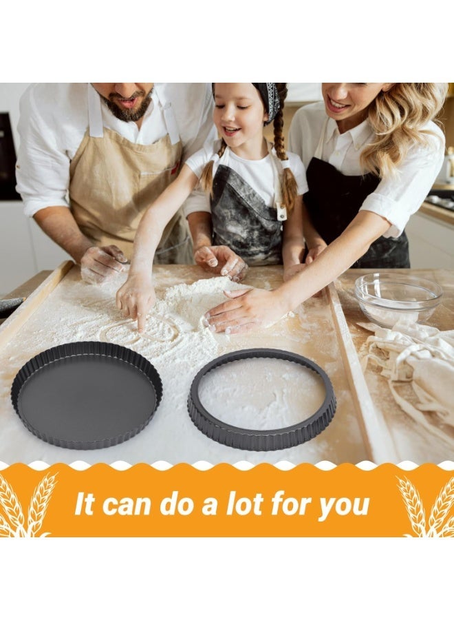Tart Pan 10 Inch Removable Bottom Non Stick  Mini Tart Pans Removable Loose Bottom Round Pie Pan - Image 3