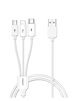 3 in 1 Universal Multiple USB Charging Cable with Type C/Micro USB/Lightening Ports Compatible with Most Phones & iPads