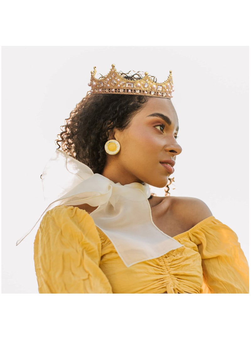 SYOSI تاج الملك للرجال والنساء، تاج الأمير اللؤلؤي والكريستالي للأولاد، التيجان الذهبية الملكية المستديرة لأعياد الميلاد وحفلات الزفاف وحفلات التخرج والتنكر - Image 3