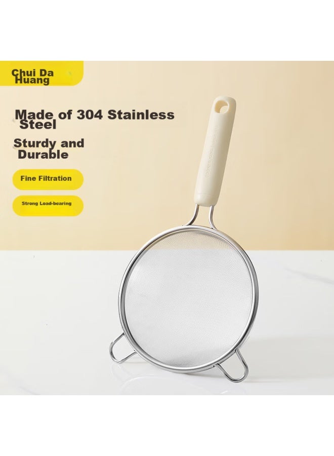 COOKER KING Chuidahuang Double-eared Strainer, Fine Mesh 304 Stainless Steel Filter Ladle, Soy Milk Strainer, Baby Food Sieve, Large White Size 35 Mesh  - Image 1