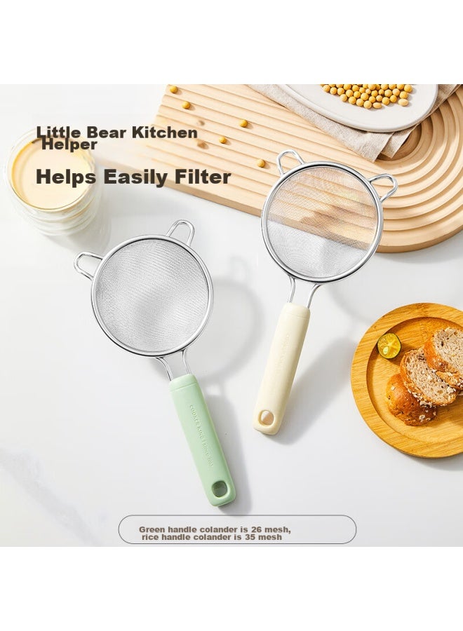 COOKER KING Chuidahuang Double-eared Strainer, Fine Mesh 304 Stainless Steel Filter Ladle, Soy Milk Strainer, Baby Food Sieve, Large White Size 35 Mesh  - Image 3